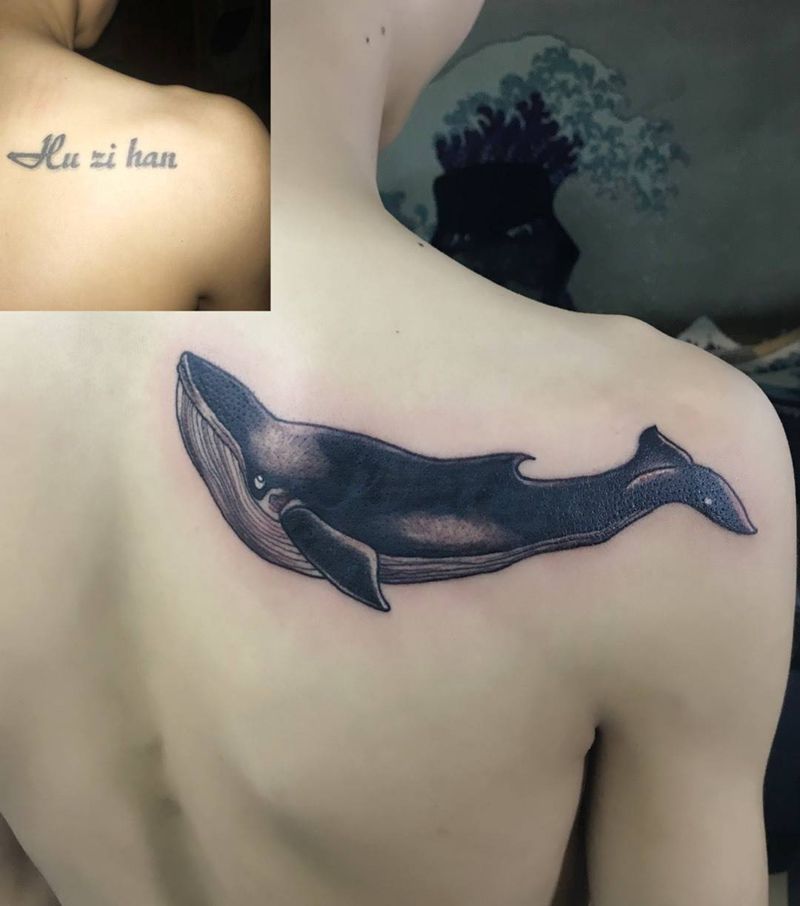 鲸鱼遮盖纹身图片