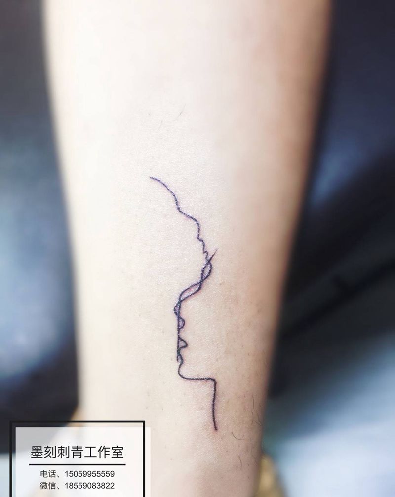 ❤️纹身图片_腿部线条纹身图案