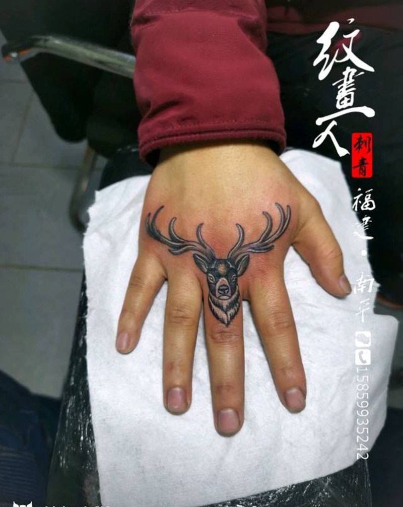 鹿头纹身图片