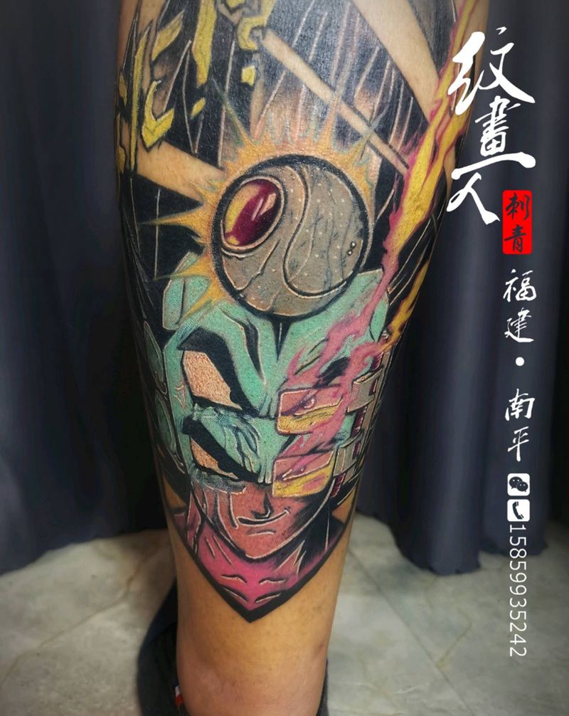 贝吉塔纹身图片_腿部New School纹身图案