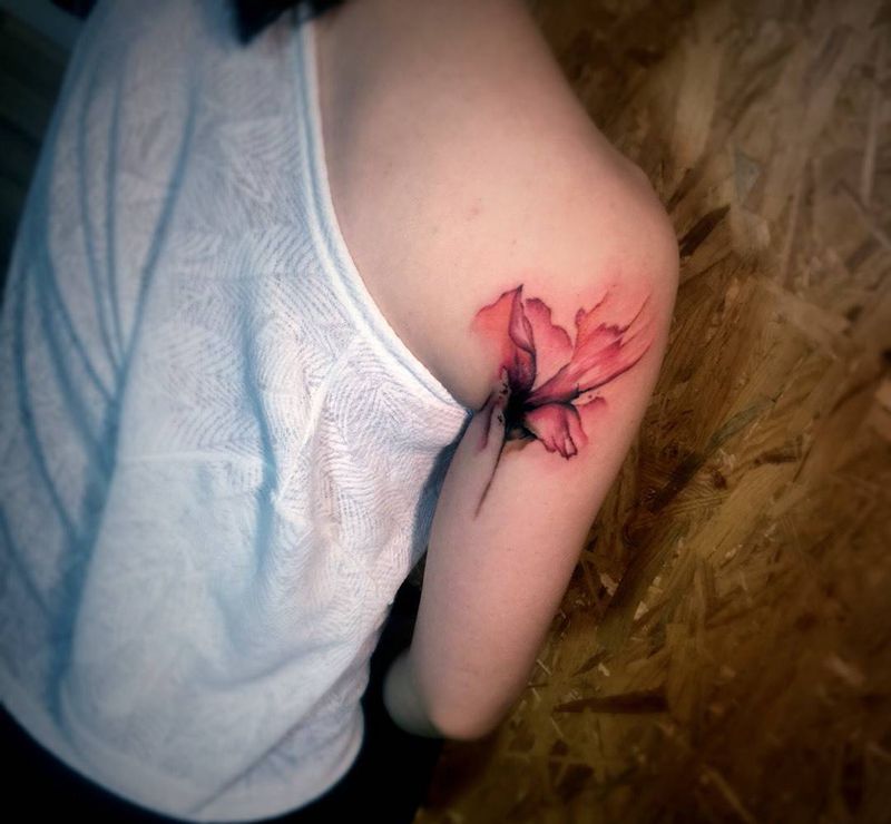 水墨花纹身图片_成品清新纹身图案