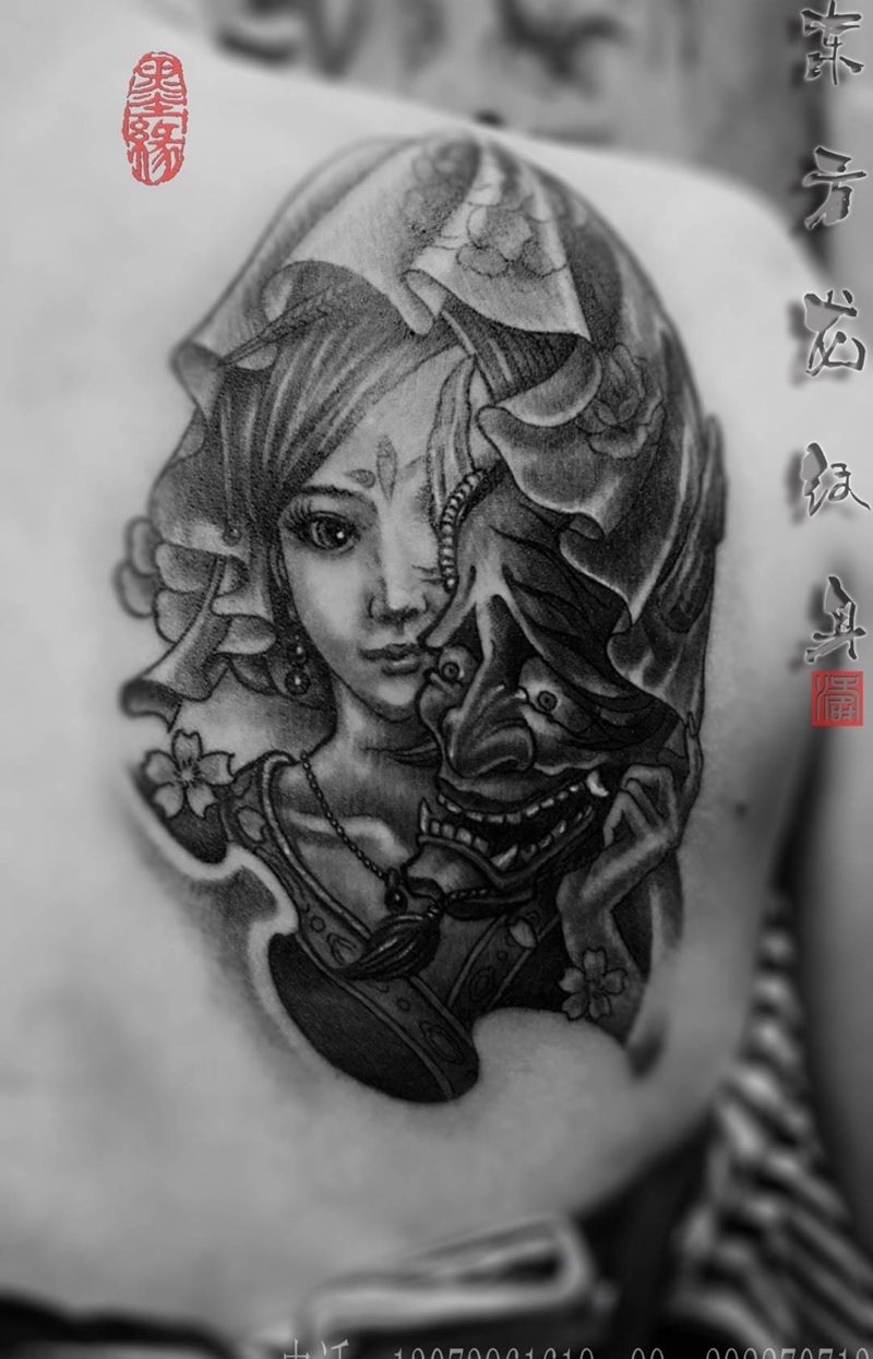 艺伎纹身纹身图片_成品背部东方龙福建宁德纹身图案