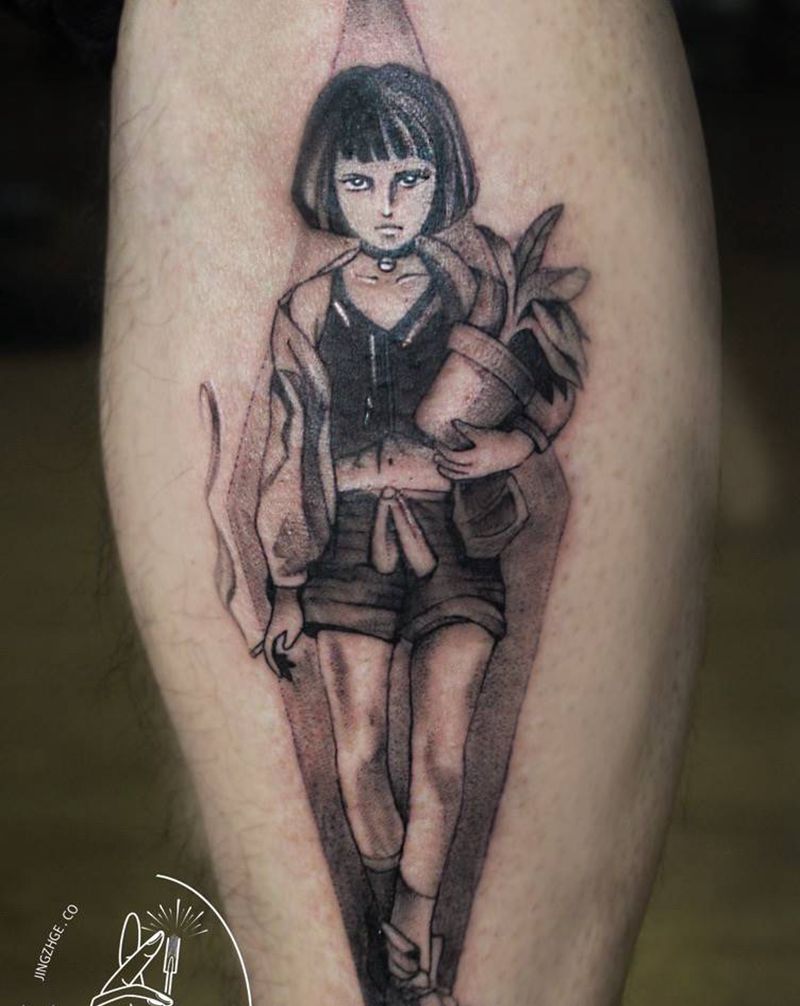 杀手纹身图片_腿部纹身图案