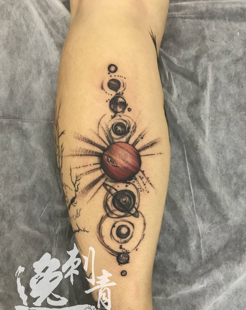 星系纹身图片_脚部点刺纹身图案