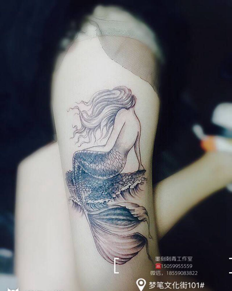 美人鱼，覆盖纹身图片_脚部纹身图案