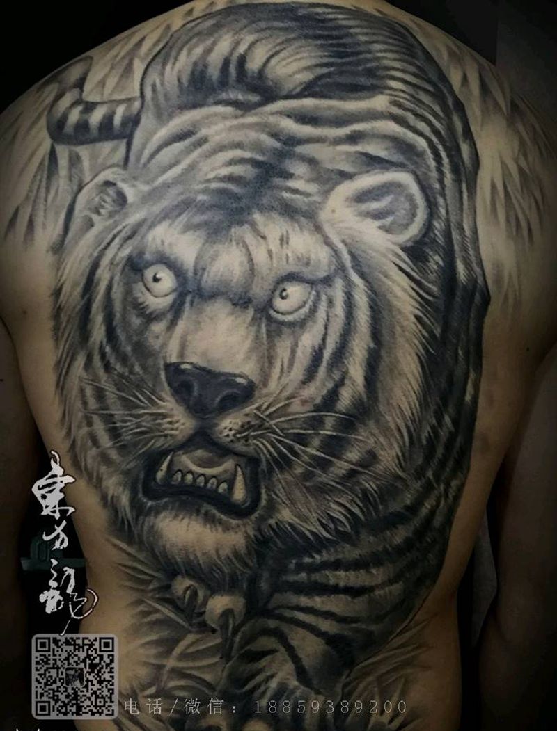 老虎纹身图片_背部动物宁德福建东方龙纹成品纹身图案