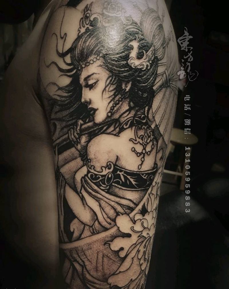 艺伎纹身图片_人物成品纹身图案