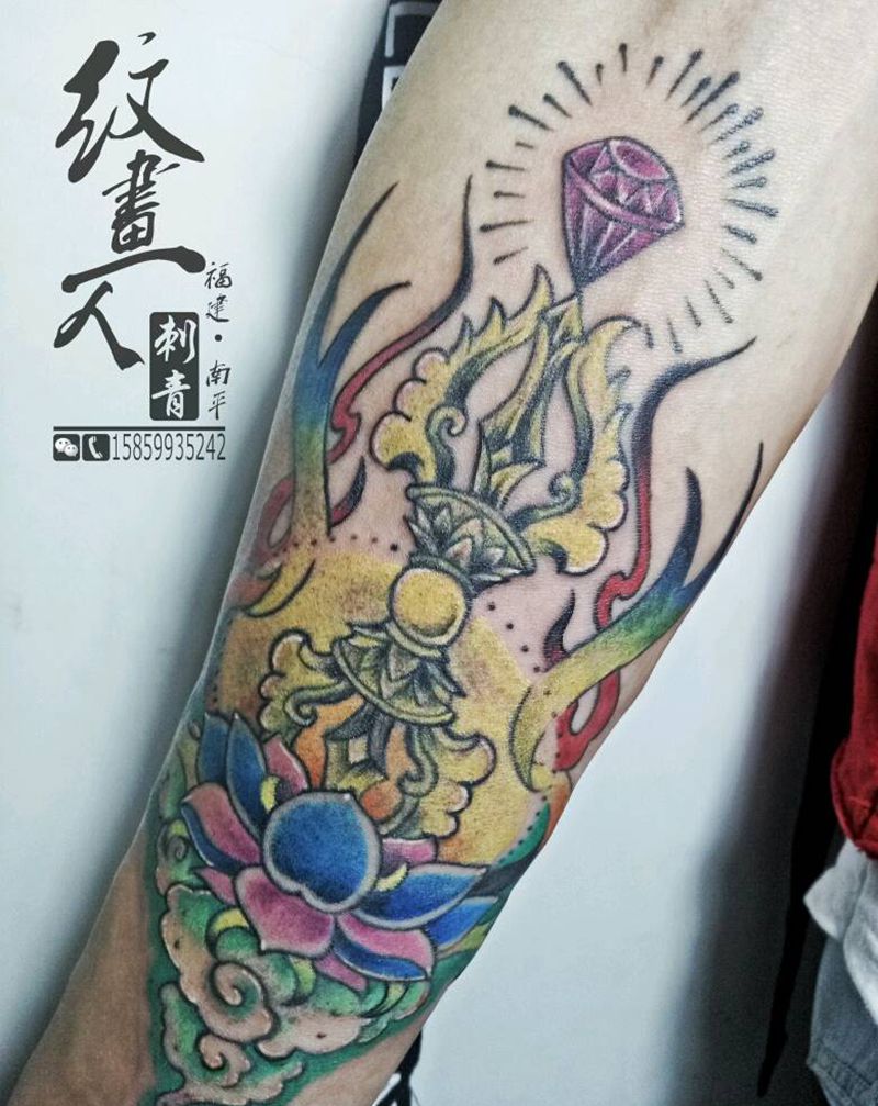 降魔杵纹身图片_手臂欧美传统宗教成品纹身图案