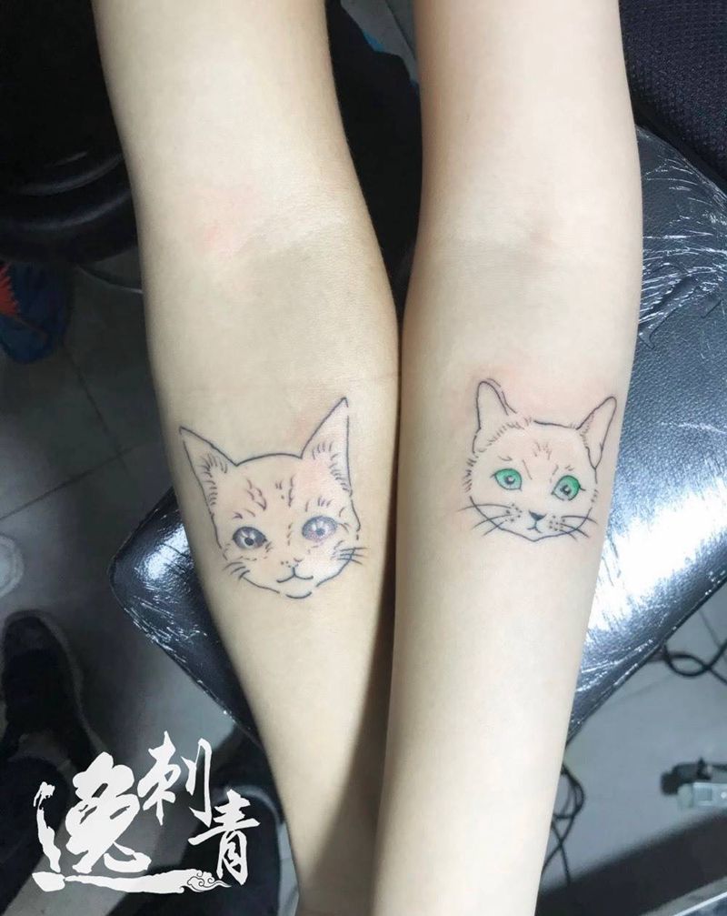 情侣猫纹身图片