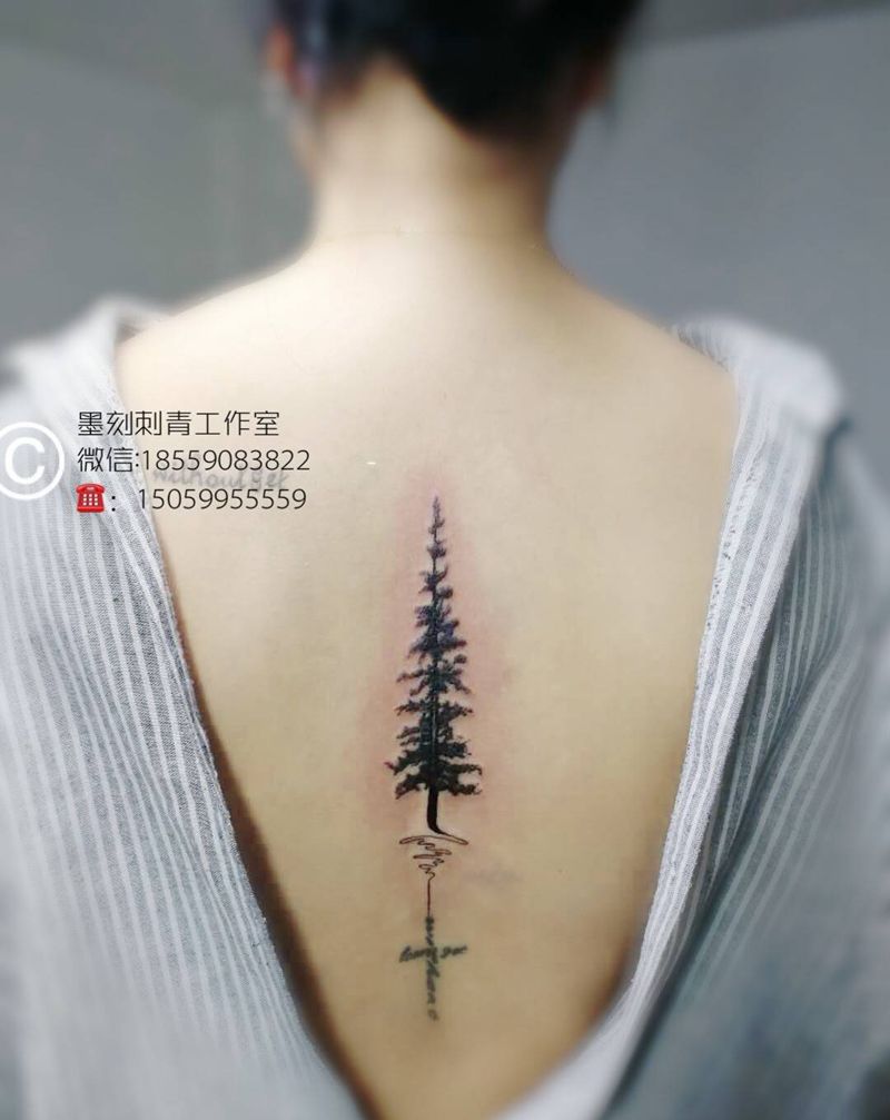 一棵大树纹身图片_背部欧美植物纹身图案