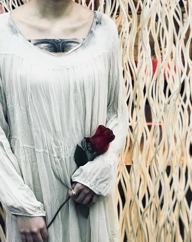 佛纹身图片_国画成品胸部鬼神纹身图案