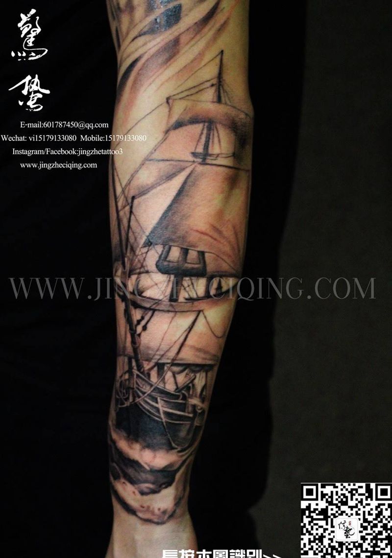 花臂未完成纹身图片