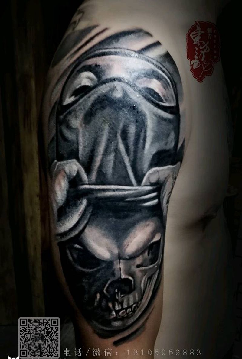 欧美纹身纹身图片_手臂欧美人物鬼神宁德福建成品纹身图案