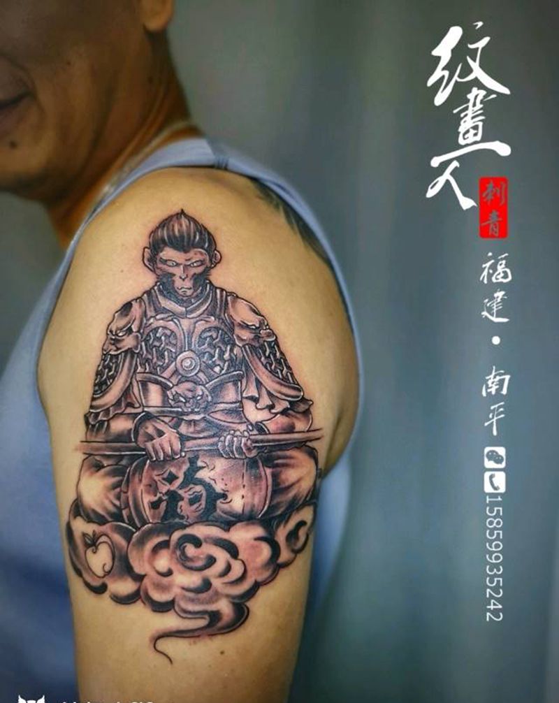 斗战胜佛纹身图片_手臂新传统纹身图案