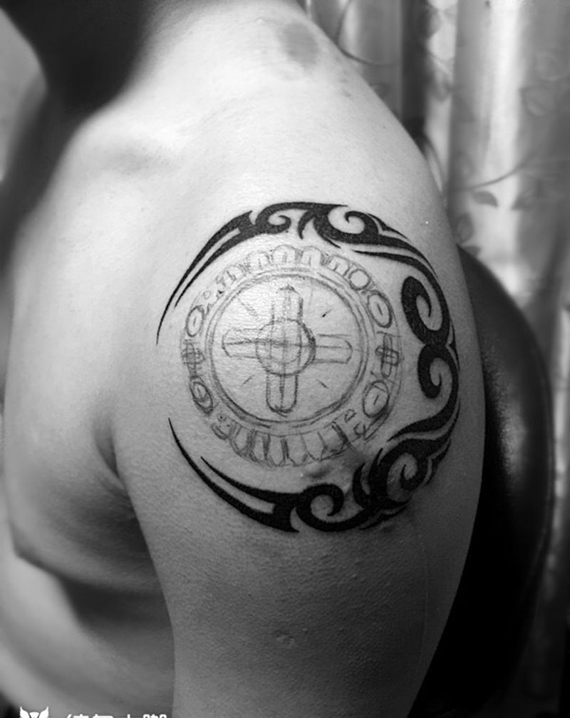 图腾纹身纹身图片_成品肩部图腾东方龙宁德福建纹身图案