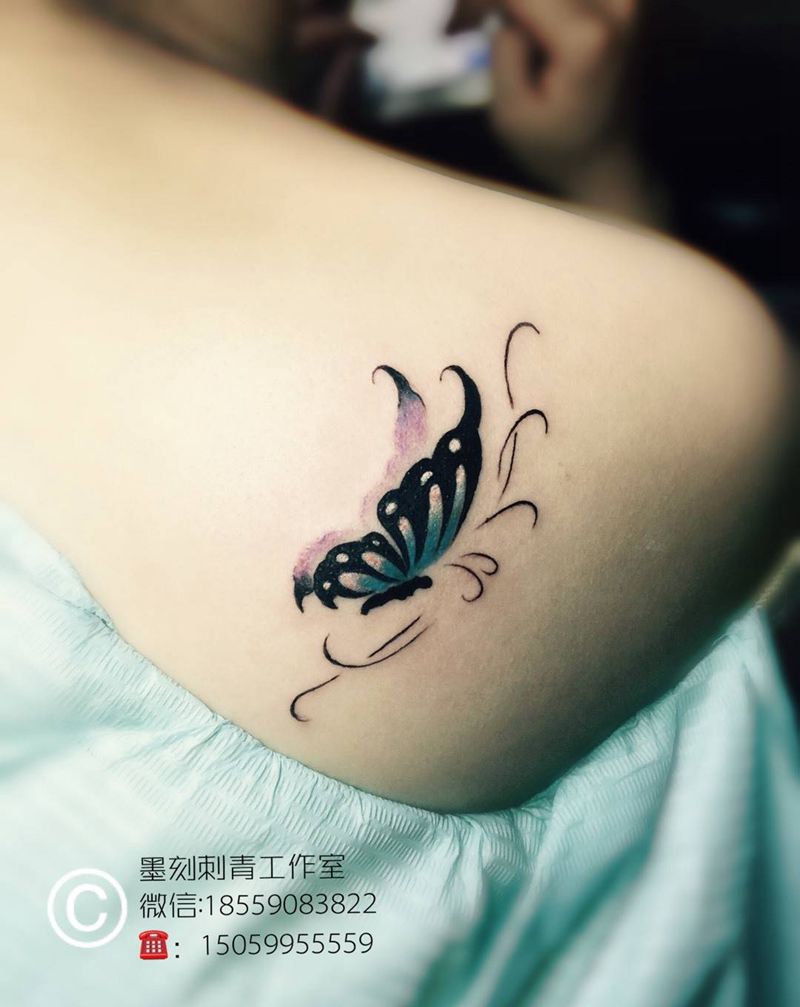 蝴蝶一只纹身图片