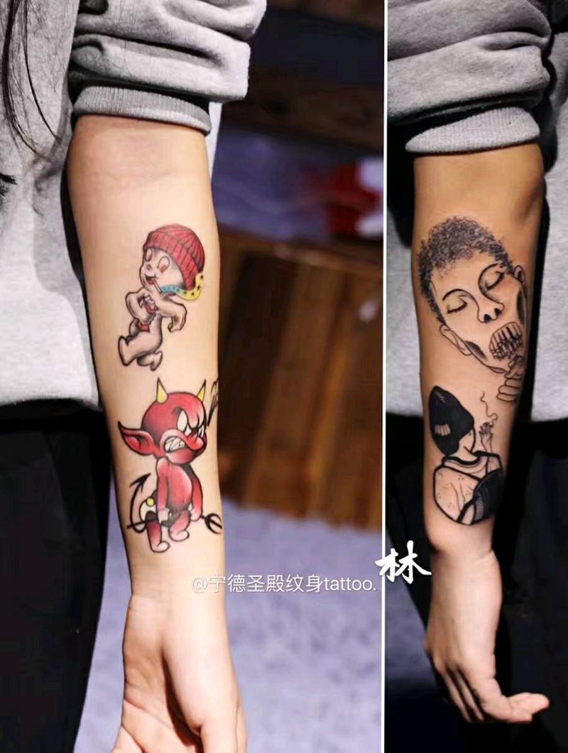 混搭风纹身图片_欧美传统清新成品纹身图案