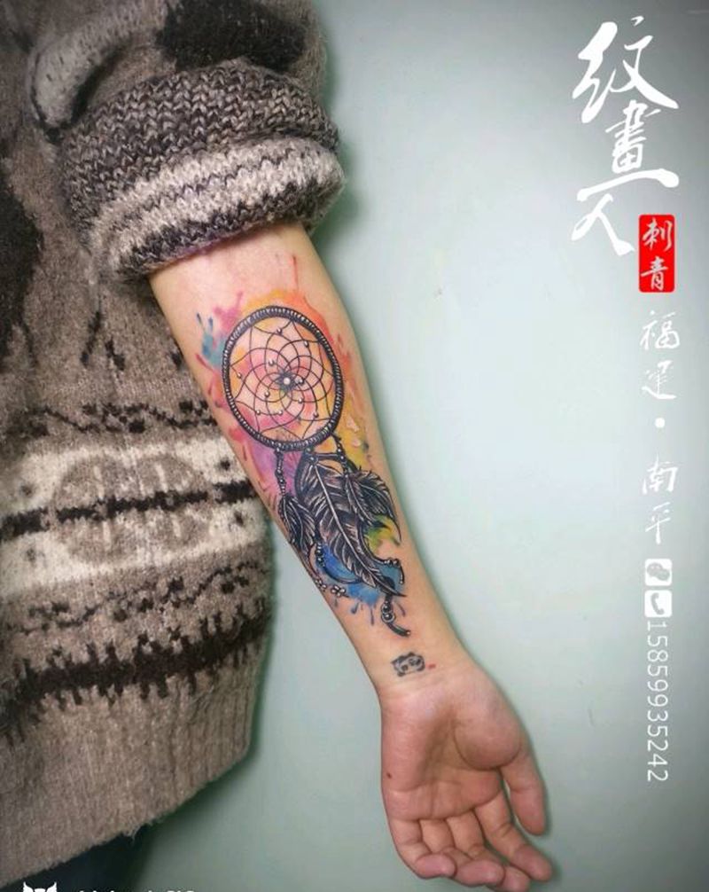 遮盖捕梦网纹身图片