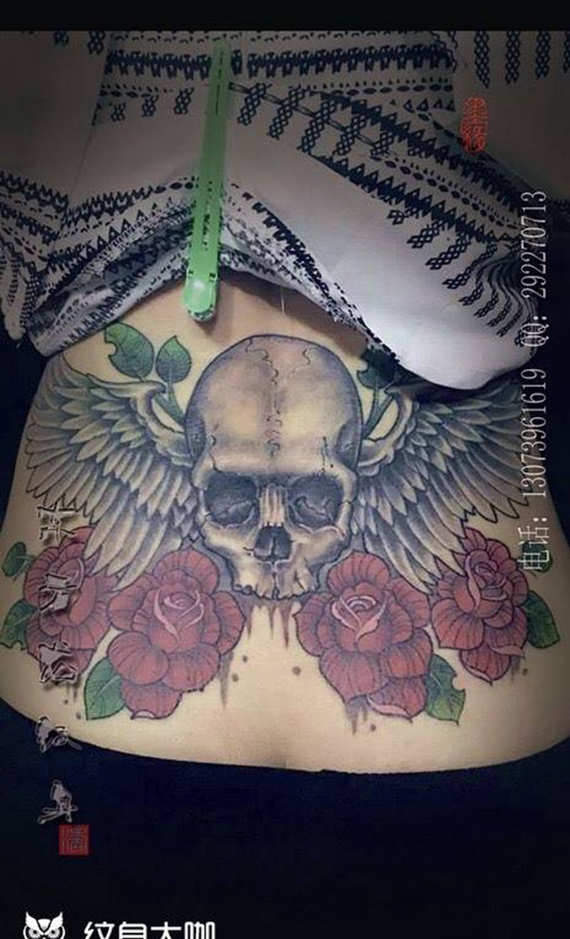 腰花纹身纹身图片_成品腰部欧美东方龙宁德福建纹身图案