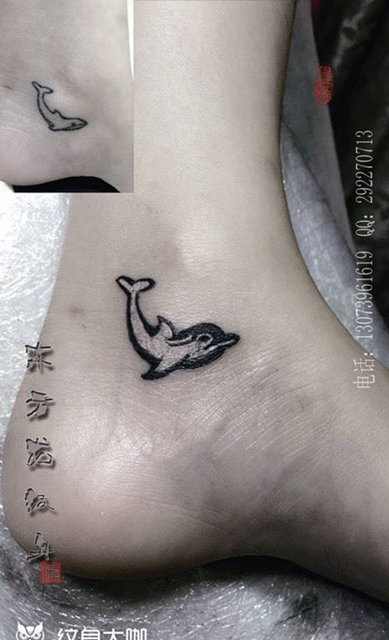 海豚纹身纹身图片_成品原创脚部东方龙福建宁德纹身图案