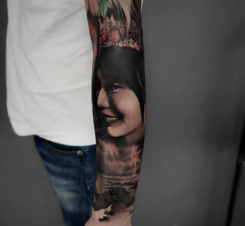 他们的故事纹身图片_手臂欧美写实纹身图案