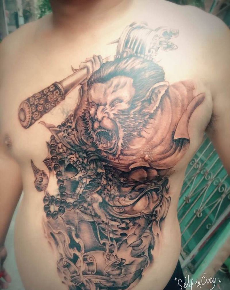 悟空，覆盖未完成纹身图片