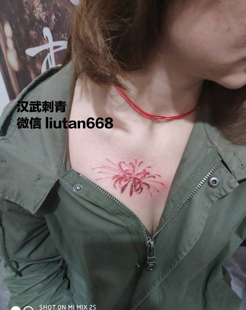 彼岸花纹身图片_水彩纹身图案