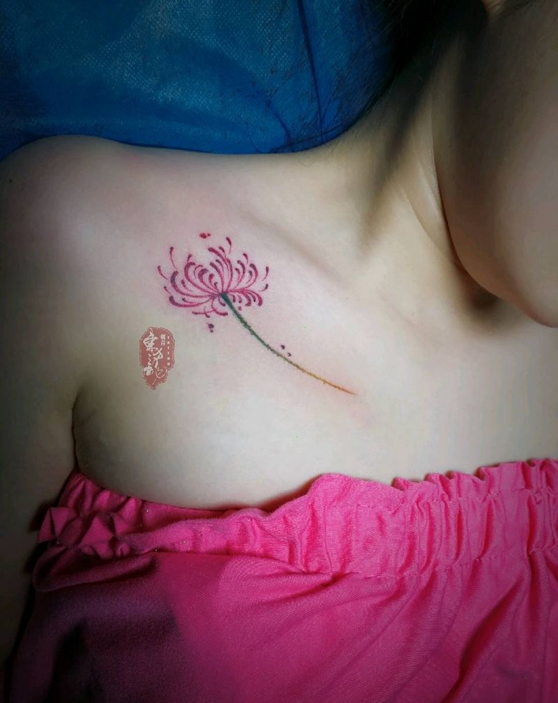 彼岸花Tattoo纹身图片_胸部彼岸花纹身图案