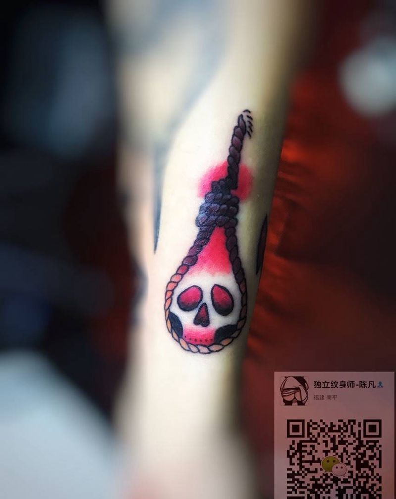 School绳索骷髅纹身图片_成品手臂欧美传统贴纸几何人物静物鬼神纹身图案