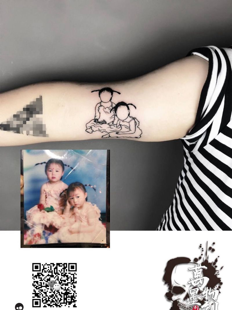 简笔画纹身图片_手臂手部几何点刺纹身图案