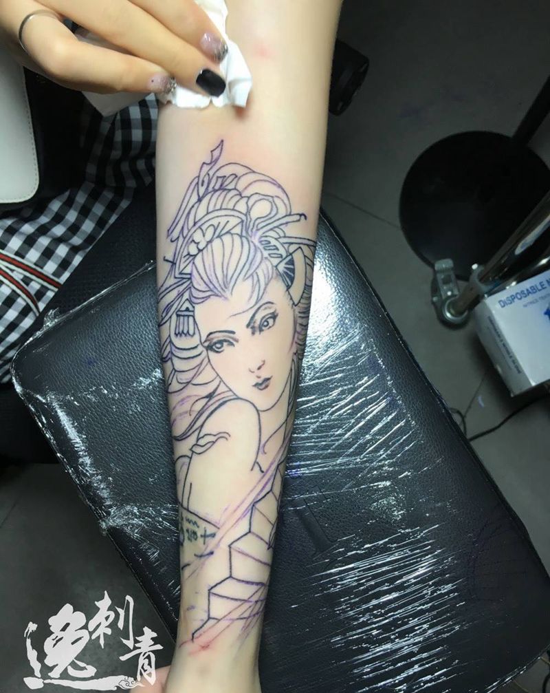艺妓纹身图片