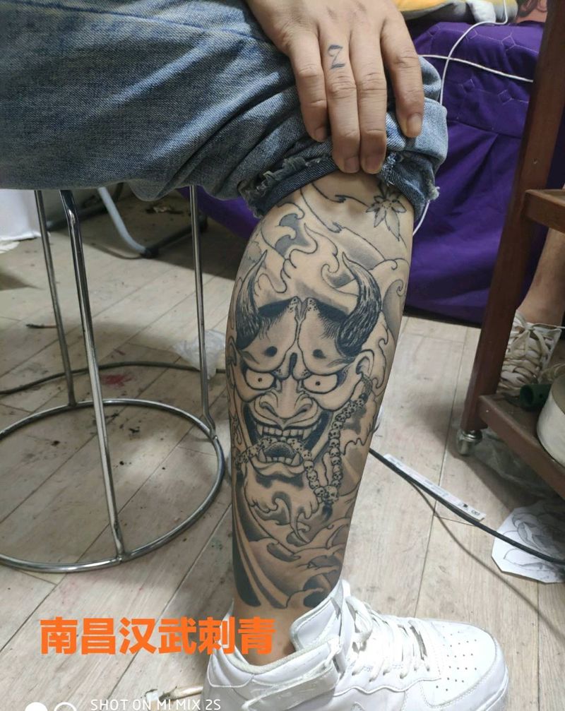 恢复后效果纹身图片_腿部新传统纹身图案