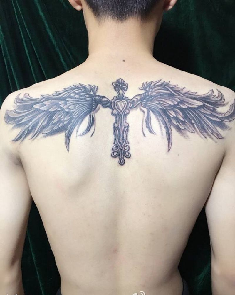 翅膀纹身纹身图片_成品肩部东方龙纹身图案