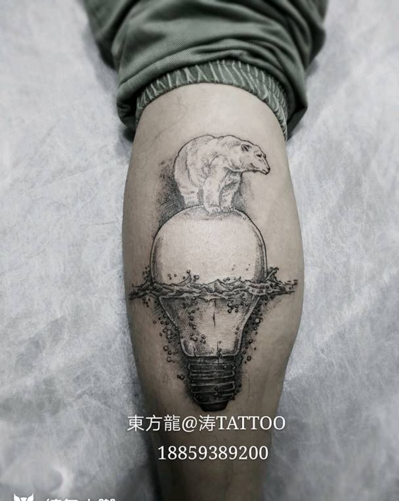 熊纹身纹身图片_腿部宁德福建成品纹身图案