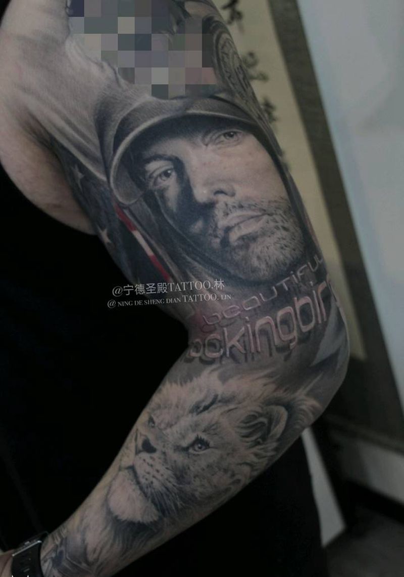 没凑够六张，逼死强迫症的节奏纹身图片_手臂欧美写实纹身图案