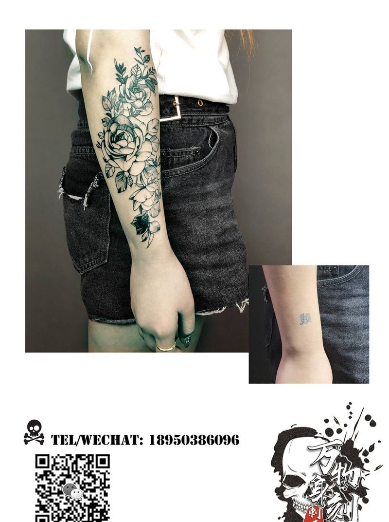 小臂遮盖纹身图片_手臂手部几何点刺纹身图案