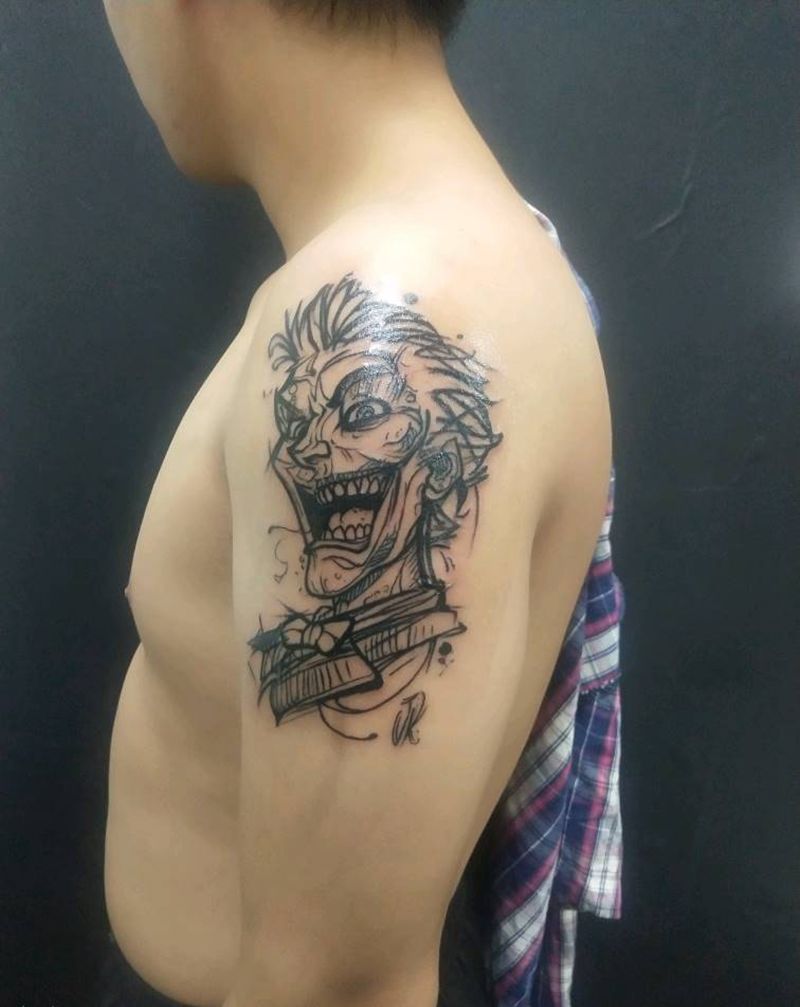 小丑纹身图片_手臂几何纹身图案