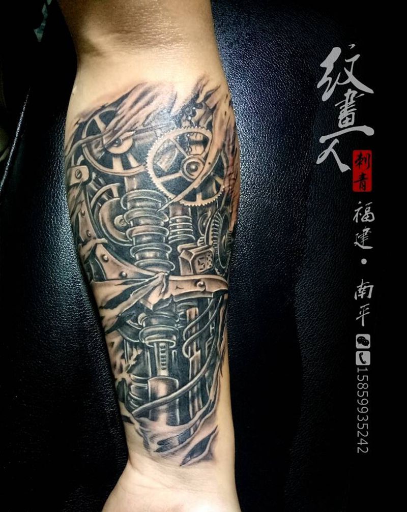 3D机械小臂纹身图片