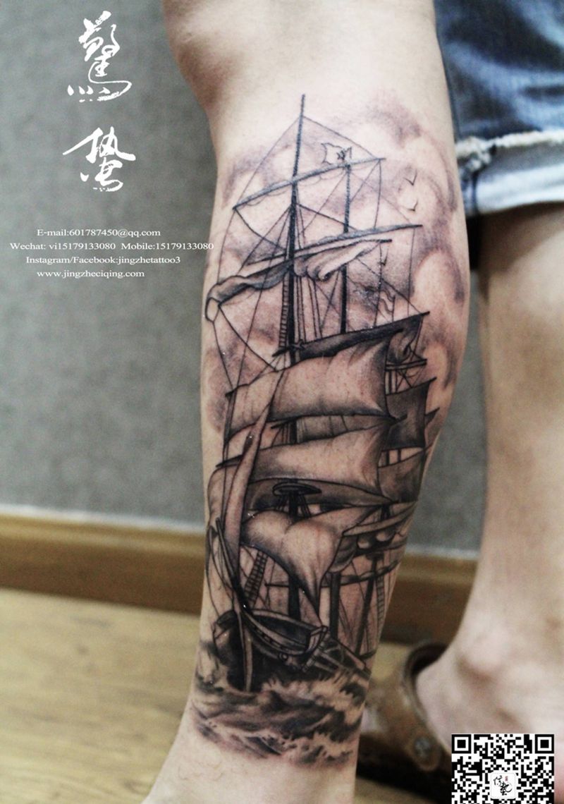 帆船纹身图片