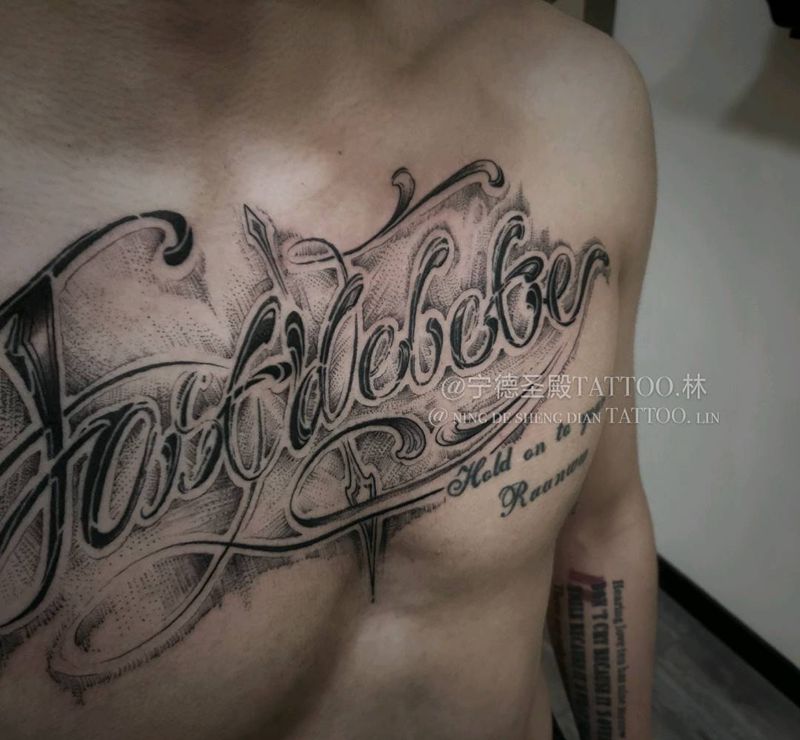 酷纹身图片_花体字纹身图案