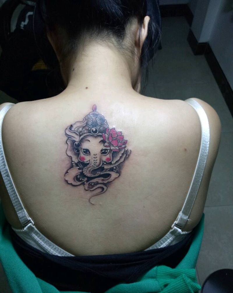 可爱象神纹身图片