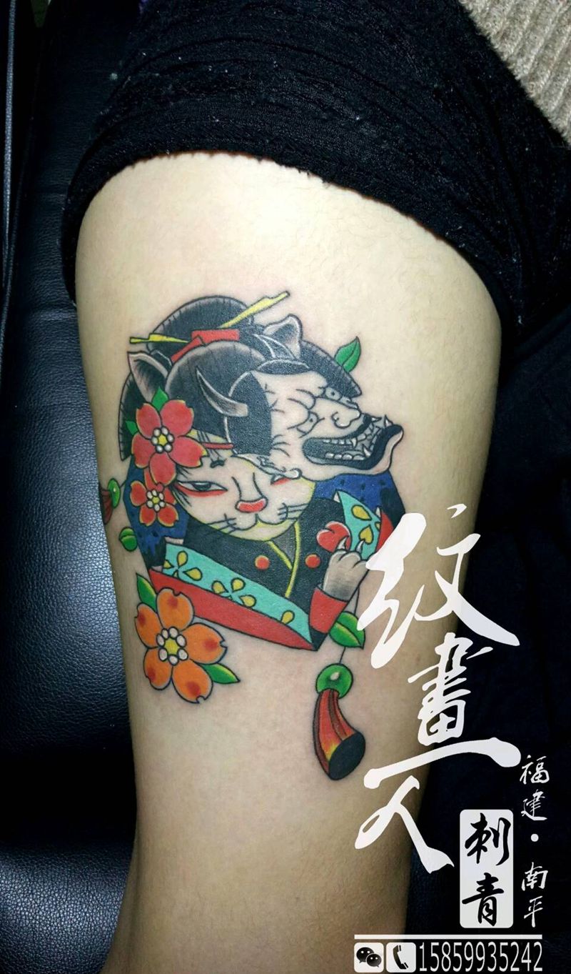 艺妓猫纹身图片