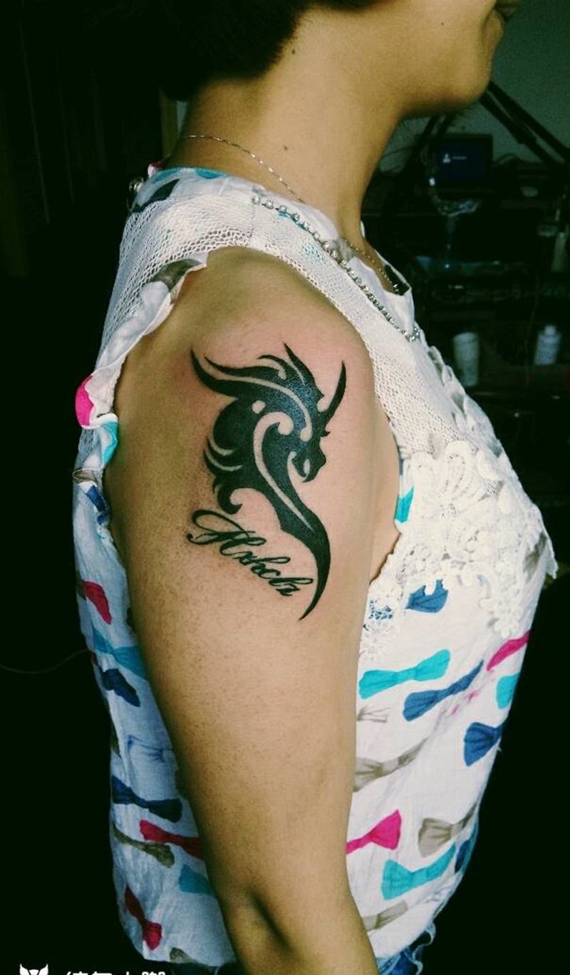 情侣图腾纹身图片_手臂欧美几何动物图腾纹身图案