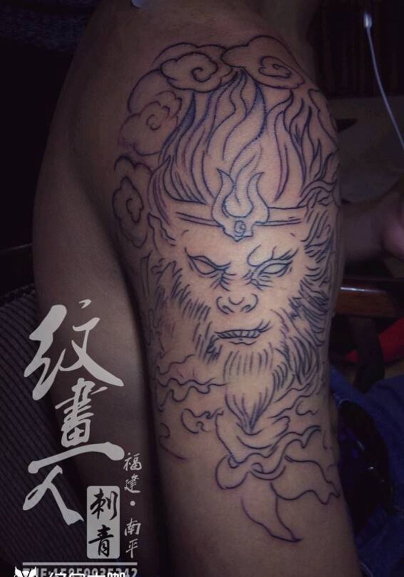 孙悟空纹身图片_手臂传统人物鬼神宗教纹身图案