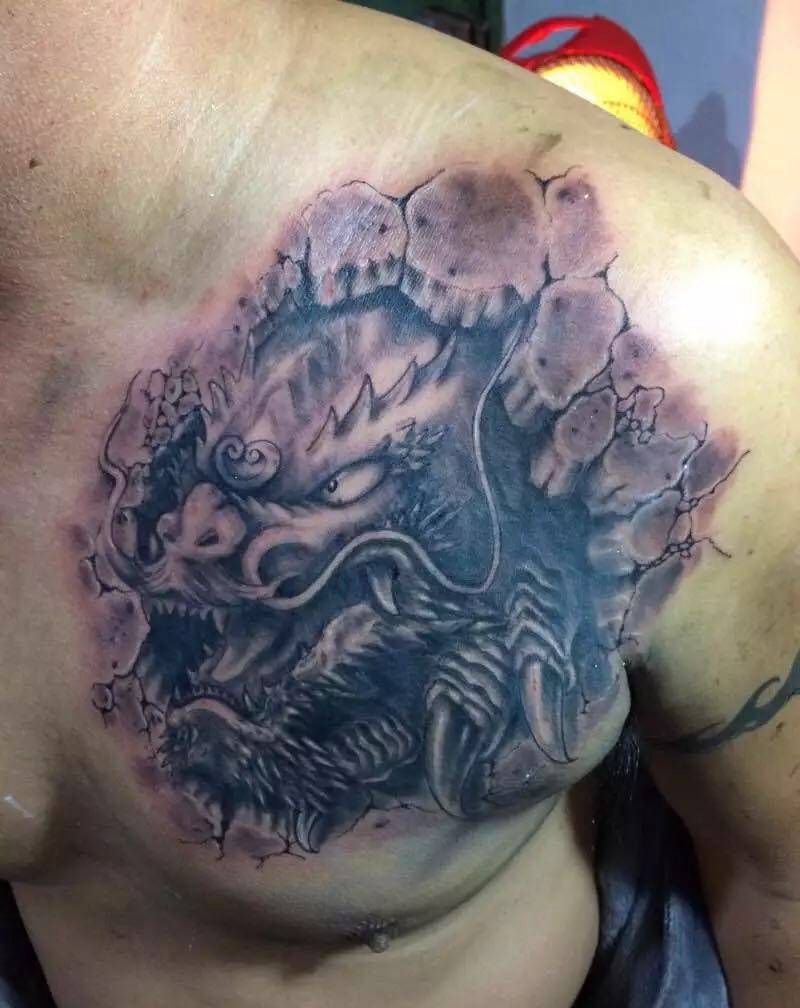 临摹岳老师作品纹身图片