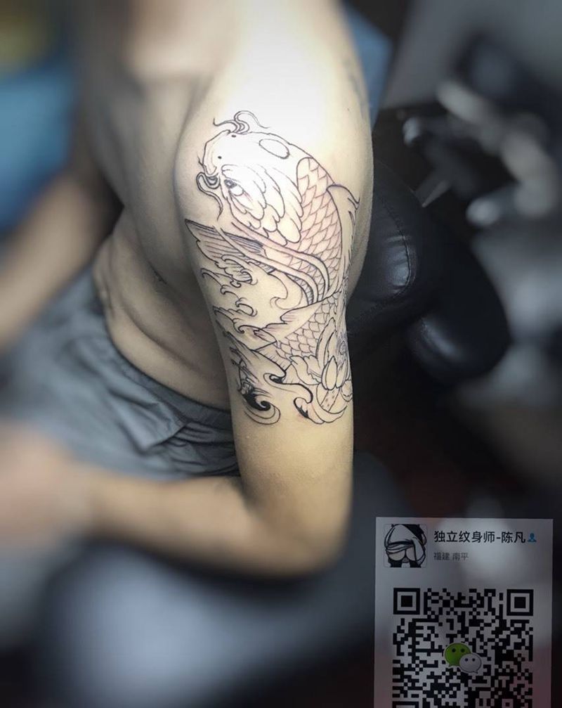 半胛未完成纹身图片_手稿手臂胸部传统动物原创纹身图案