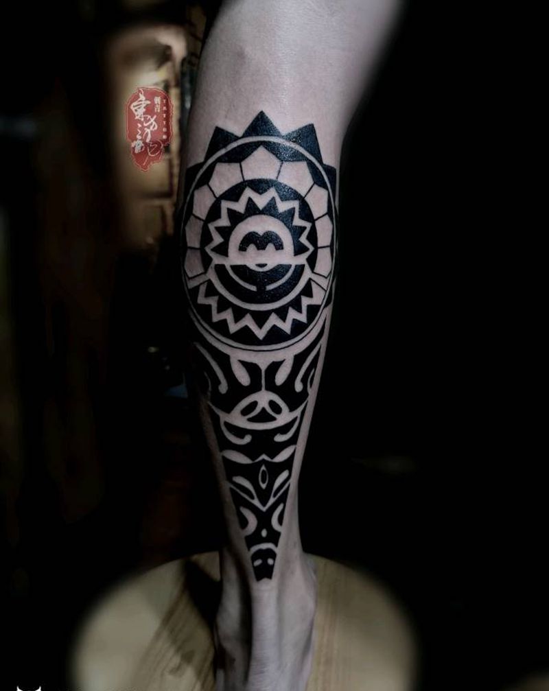 玛雅图腾纹身纹身图片_腿部图腾玛雅图腾纹身图案