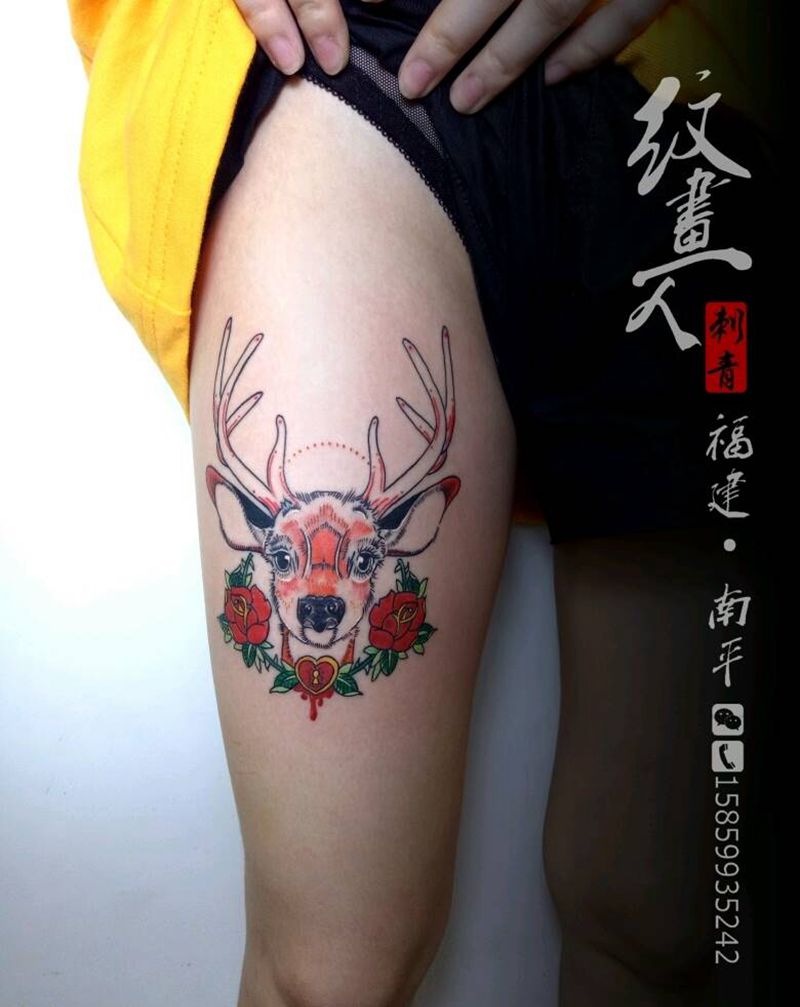 鹿纹身图片
