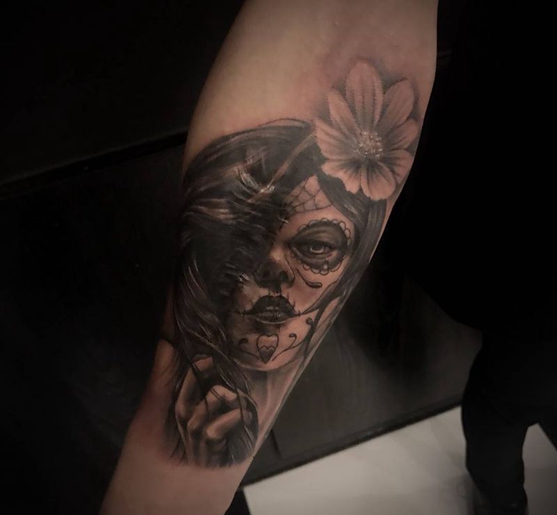 死亡纹身图片_成品欧美写实手臂手部人物鬼神纹身图案