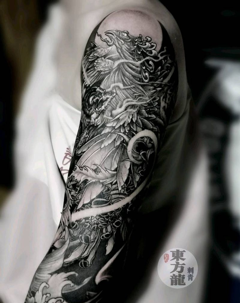 花臂纹身纹身图片_手臂新传统纹身图案